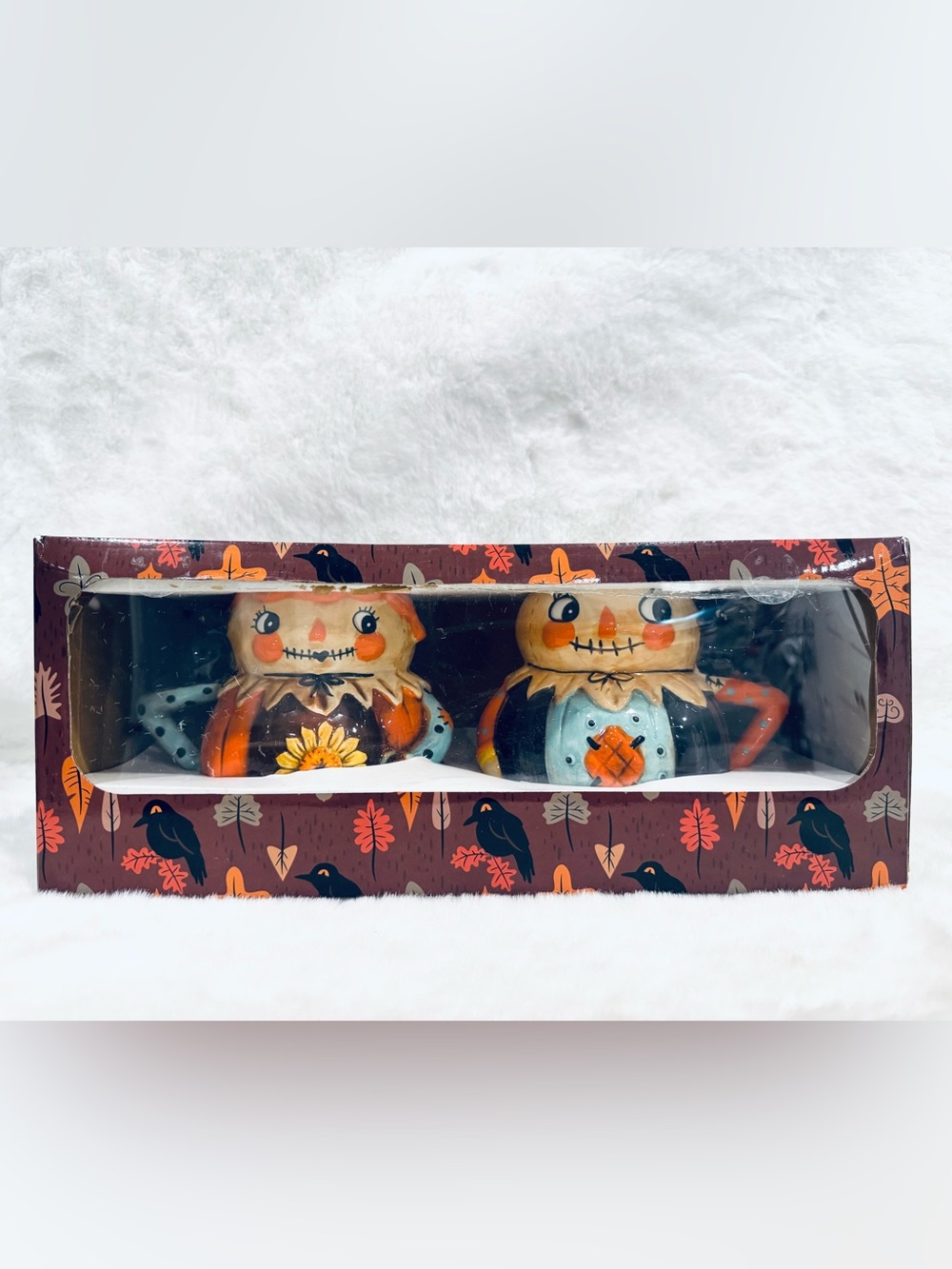 Johanna Parker scarecrow Autumn Harvest Ceramic mugs set fall Halloween Raven NE